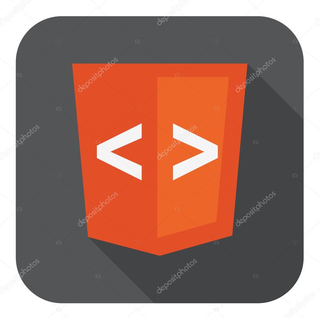 Vector illustration of orange shield with html tag on the screen