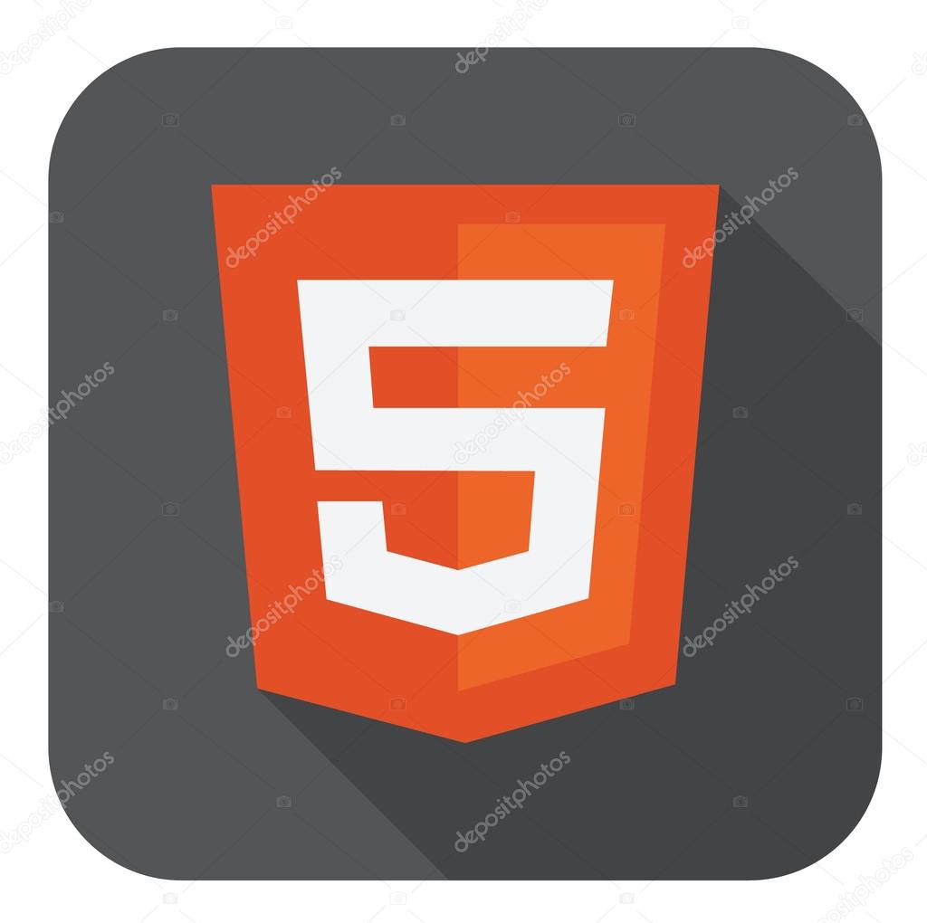 Vector illustration of orange shield with html five sign on the