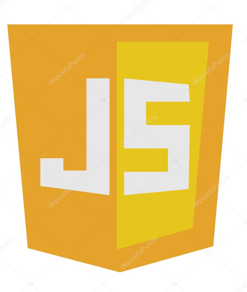 Vector icon of orange javascript shield, isolated simple flat il Stock ...