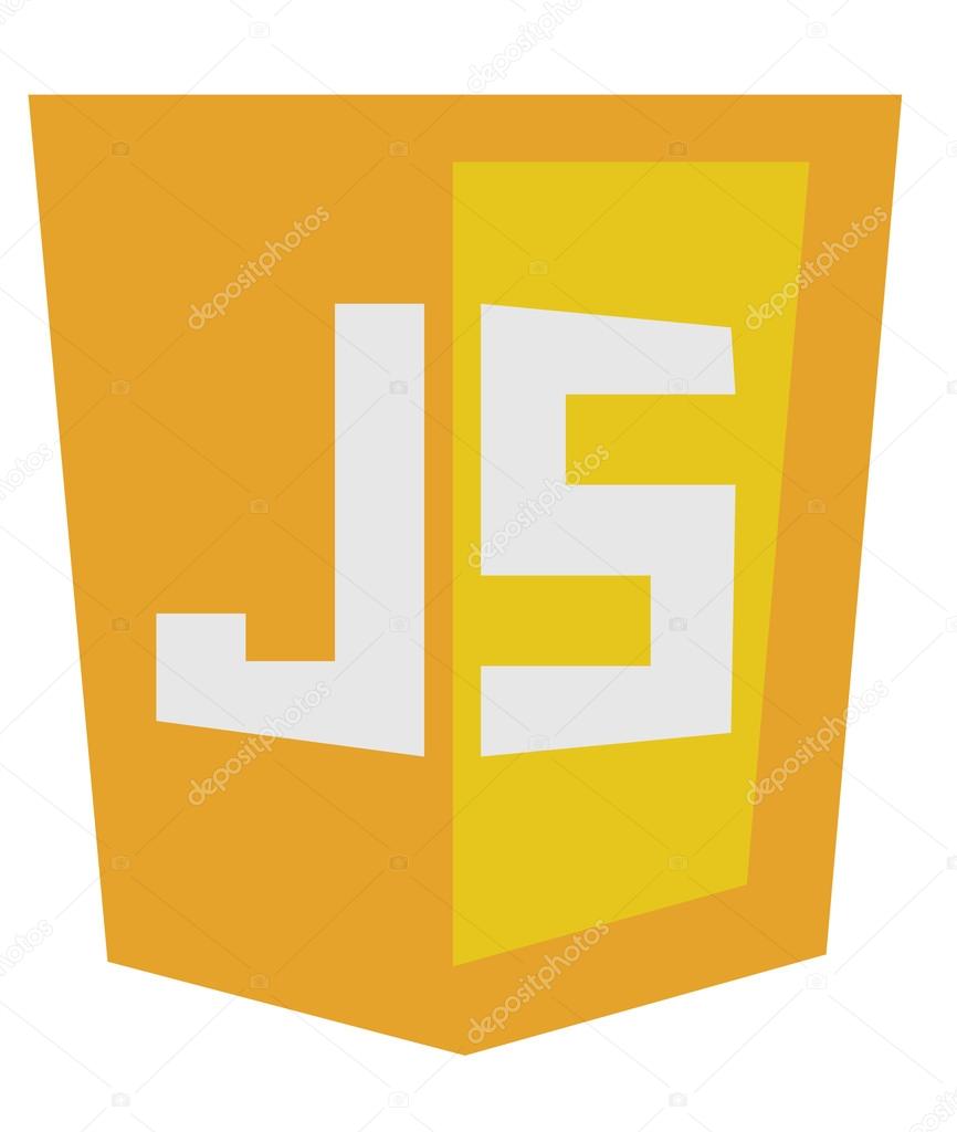 vector icon of orange javascript shield, isolated simple flat il