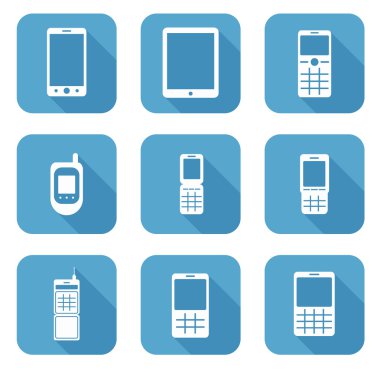 cep telefonları - akıllı telefon, qwerty, c vektör Icon Koleksiyonu