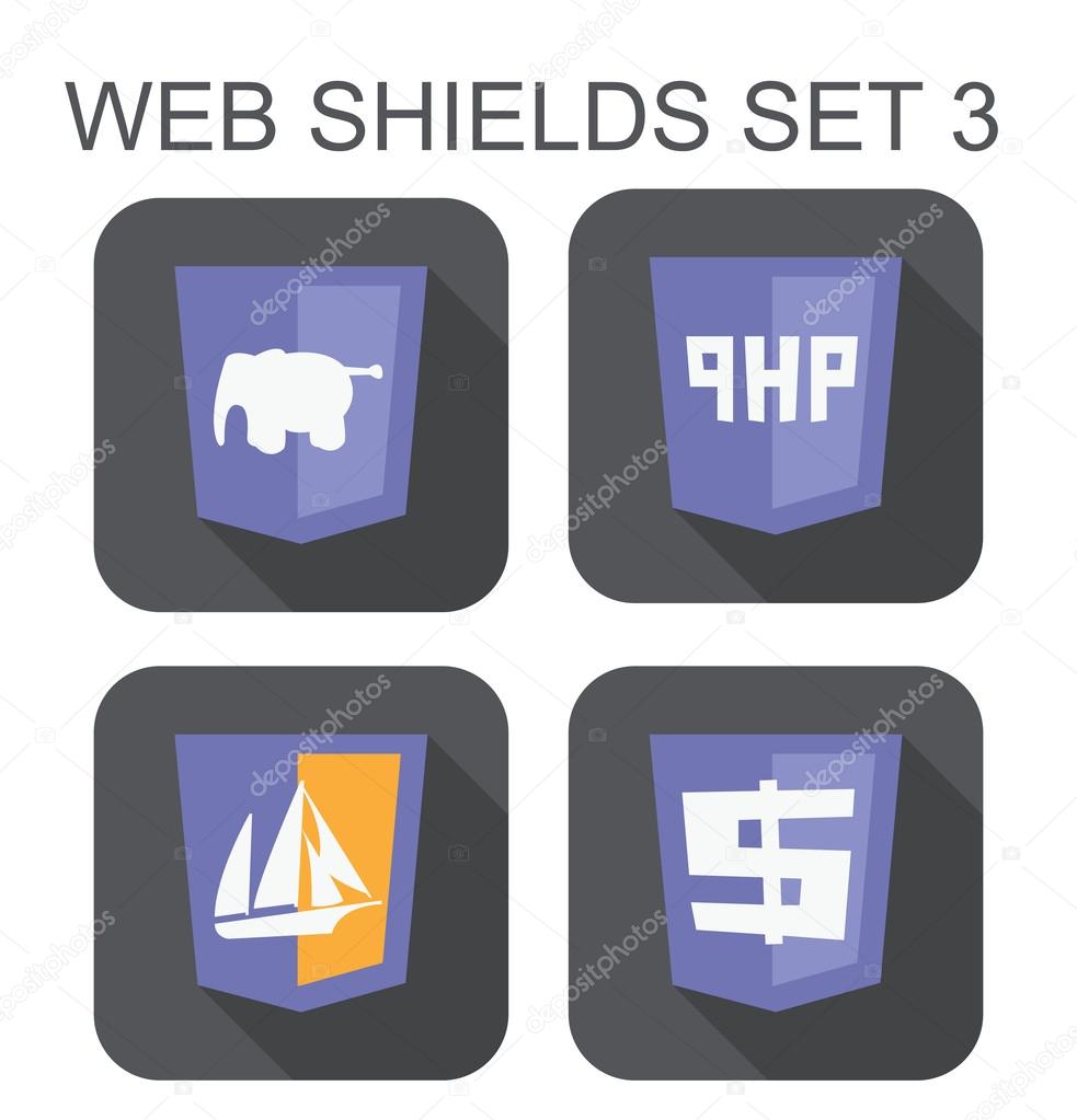 vector collection of php web development shield signs: php eleph