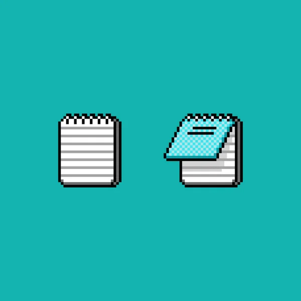 Pixel vetorial arte retro computador texto alinhado ícone notebook de papel 8 bit ativo —  Vetores de Stock