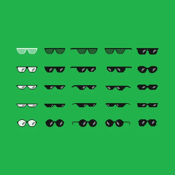 Γυαλιά Ηλίου Pixel Art Απομονωμένα Πράσινο Φόντο Chroma Κλειδί Γυαλιά Royalty Free Εικονογραφήσεις Αρχείου