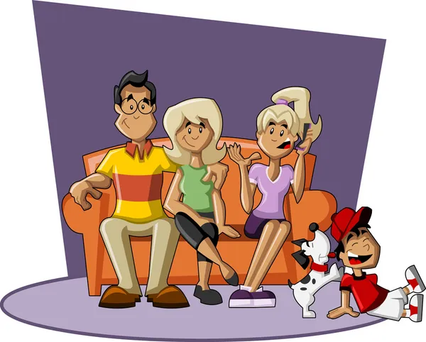 Familia de dibujos animados feliz — Vector de stock