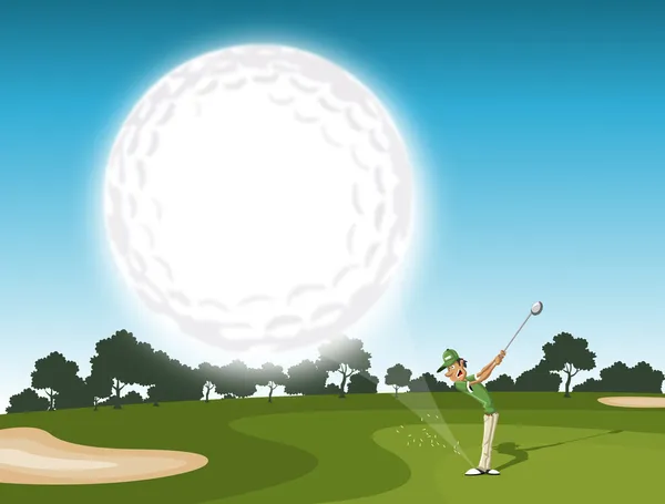 Palla da golf in arrivo — Vettoriale Stock