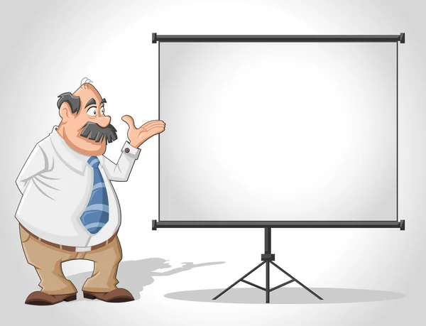 Old man and white billboard — Stock Vector