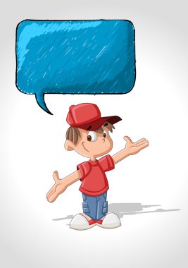 sevimli çizgi çocuk konuşuyor