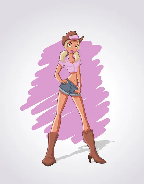 Cowgirl Cartoon — Vettoriale Stock