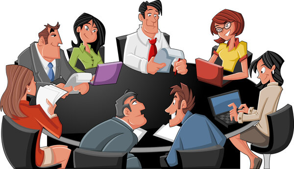 Mesa de reunión con los negocios — Vector de stock