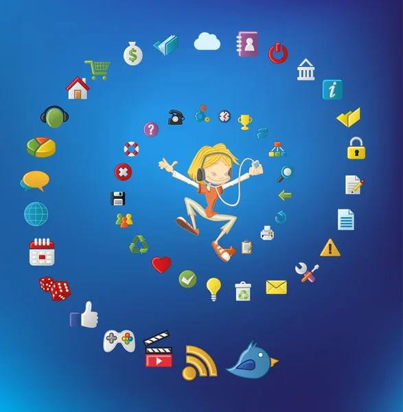 sevimli çizgi kız atlama