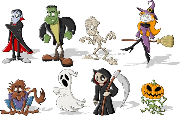 Personagens monstro Halloween — Vetor de Stock