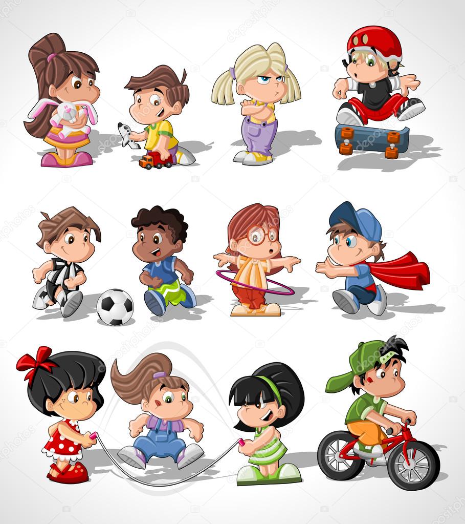 Cute happy cartoon kids