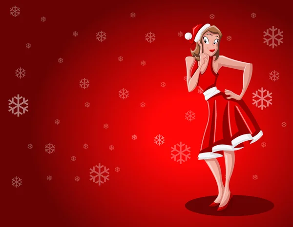 Chica vestida como Santa Claus — Vector de stock