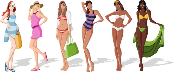 Filles en bikini — Image vectorielle