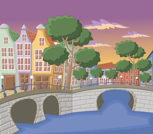 Beaux bâtiments colorés à Amsterdam — Image vectorielle