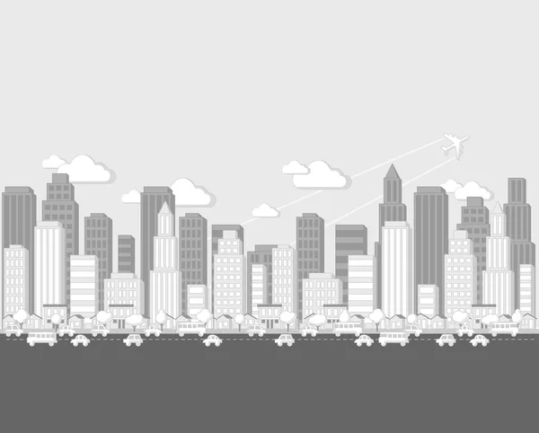 Dibujos animados ciudad paisaje — Vector de stock