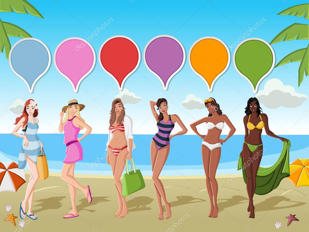 picture Chicas En La Playa Dibujo mujer playa vectores graficos imagenes vectoriales depositphotos
