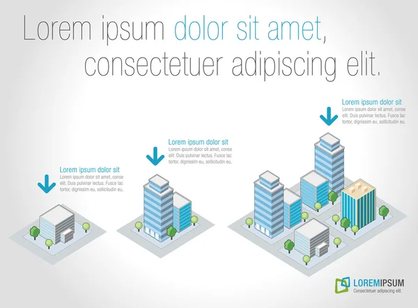 Ciudad isométrica — Vector de stock