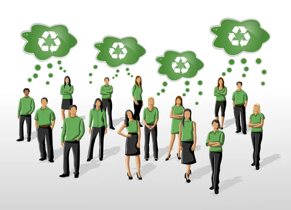 In green clothes and recycling icon — Stock Vector