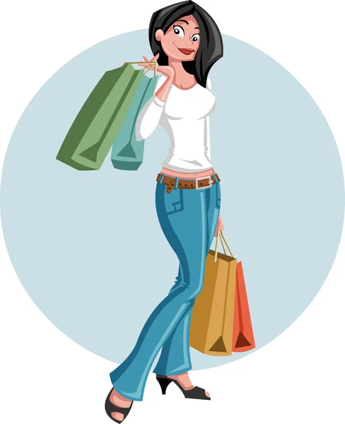 Dziewczyna z torbami na zakupy — Wektor stockowy