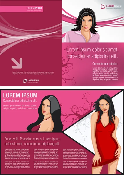 Pink template with beautiful women — Stock Vector