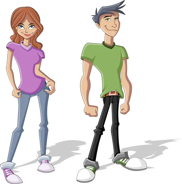 Deux enfants de dessin animé. Adolescents . — Image vectorielle