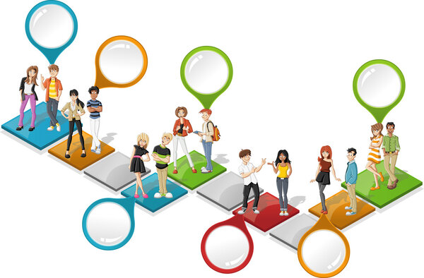 cool cartoon young over path