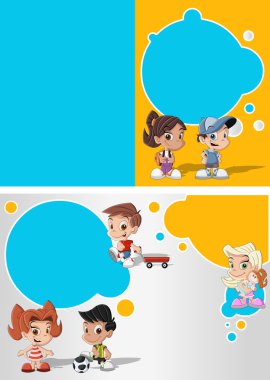 Çocuklar oynarken sevimli mutlu çizgi