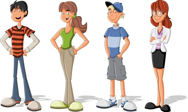 Groep cool cartoon kinderen. tieners. — Stockvector