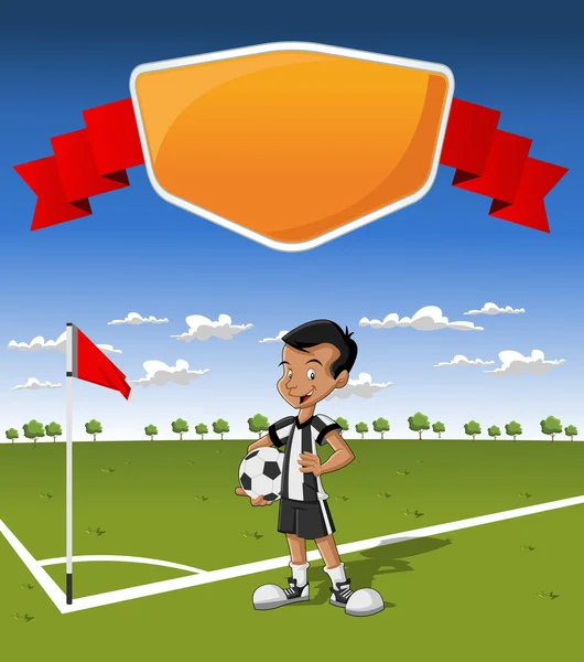 Garçon sur le terrain de football — Image vectorielle