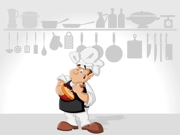 Chef man cooking — Stock Vector