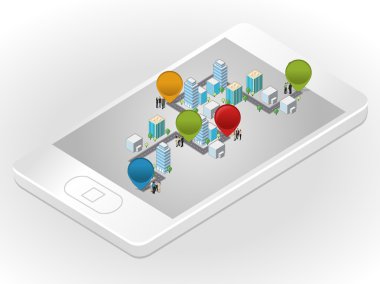 izometrik şehir içinde smartphone