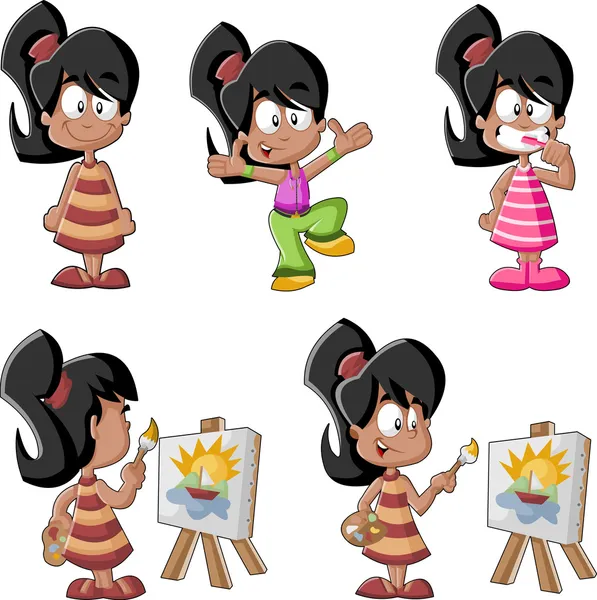 Leuke speelse cartoon Latijns-meisje — Stockvector