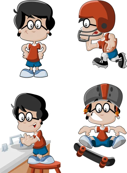 Bonito brincalhão cartoon menino —  Vetores de Stock