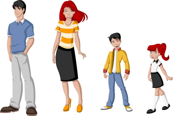 Famiglia felice cartone animato — Vettoriale Stock