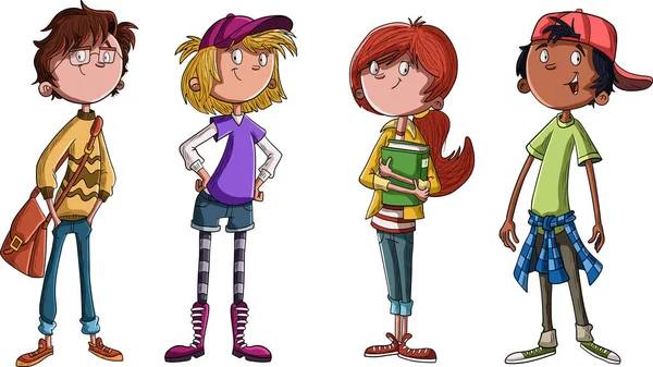 Groupe Jeunes Bande Dessinée Adolescents — Image vectorielle