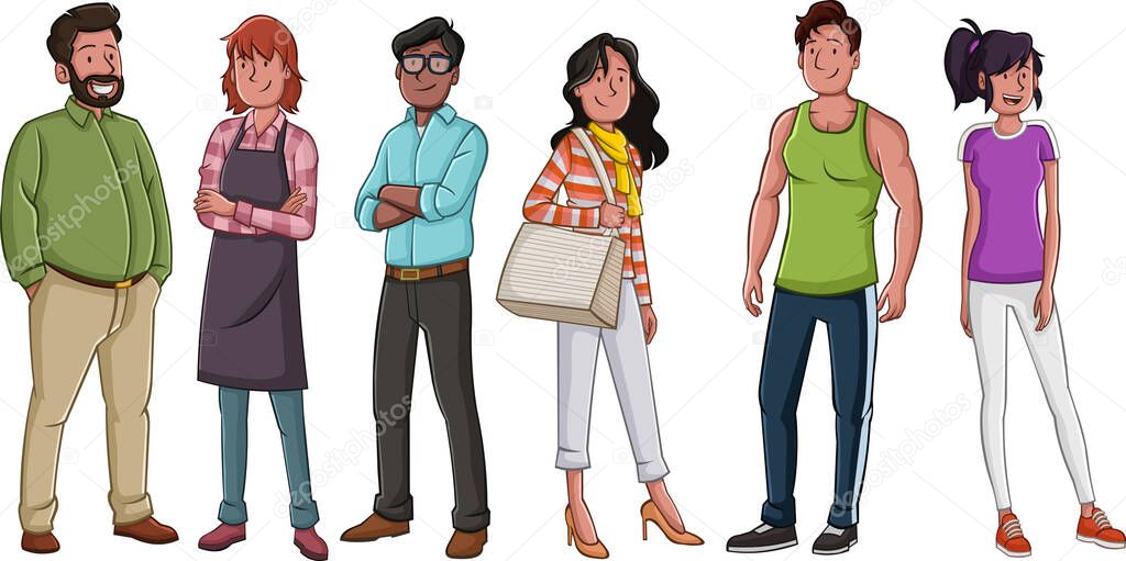 Group of cartoon business people standing 