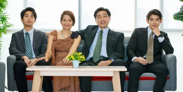Banner Portrait Asian Business Happy Family Owner Entrepreneur Wearing Formal — Stock Photo, Image