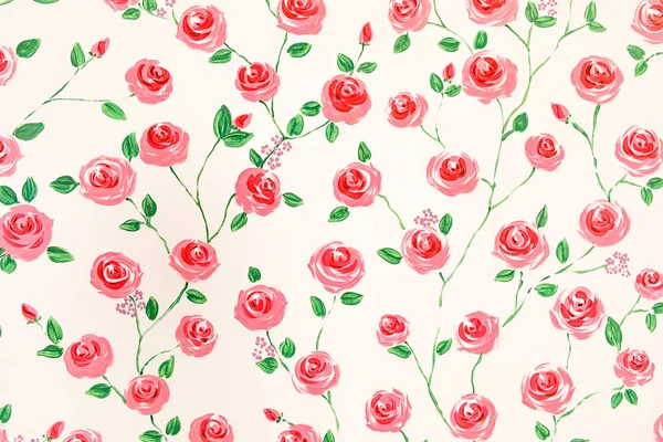Piękny Jasny Kontrast Kolorowe Różowe Czerwone Róże Kwitną Zielone Liście — Zdjęcie stockowe