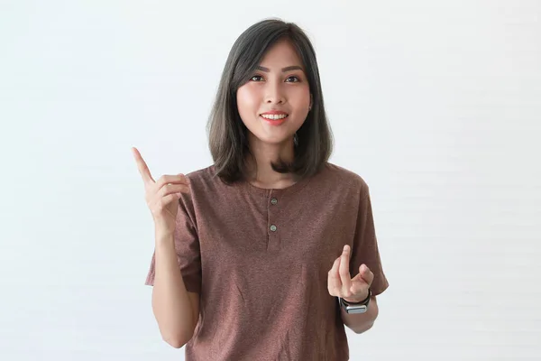 Portrét Záběr Asijské Šťastný Mladý Krásný Hezká Žena Teenager Modelu — Stock fotografie