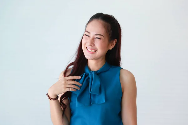 Studio Πορτρέτο Του Ασιατικού Νεαρού Ευτυχισμένη Όμορφη Αυτοπεποίθηση Θηλυκό Μοντέλο — Φωτογραφία Αρχείου