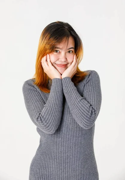Портретная Студия Снимок Азиатского Молодого Подростка Красивая Застенчивая Женщина Модель — стоковое фото
