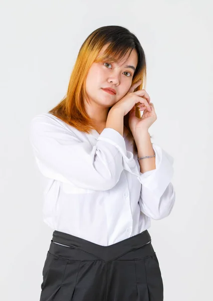 Portrait Studio Shot Asian Young Confident Female Designer Entrepreneur Model — Photo