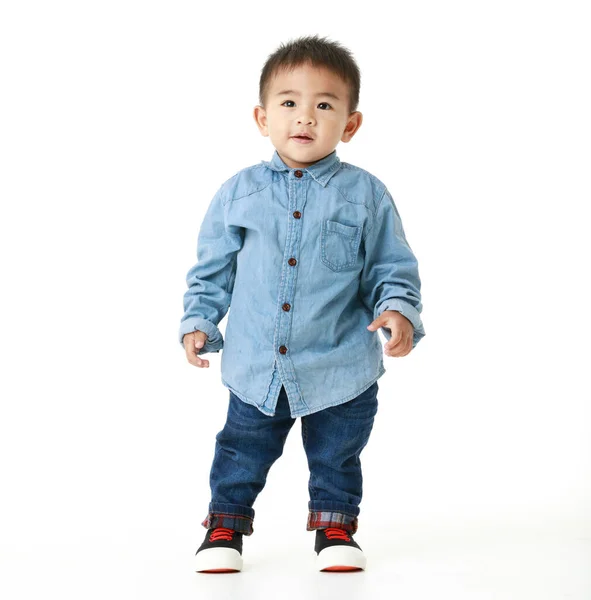 Piękny Przystojny Mały Azji Chłopiec Długim Rękawem Koszula Dla Inteligentny — Zdjęcie stockowe