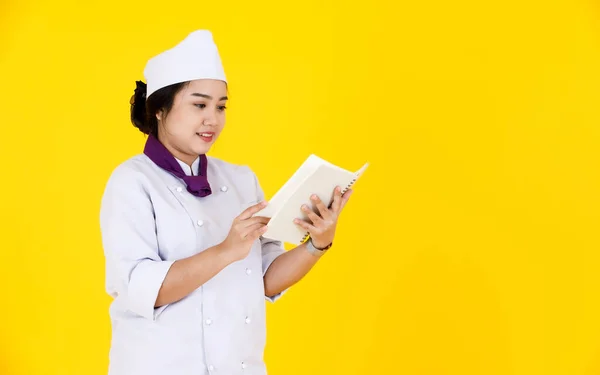 Estúdio Retrato Tiro Chef Executivo Feminino Profissional Asiático Uniforme Cozinha — Fotografia de Stock