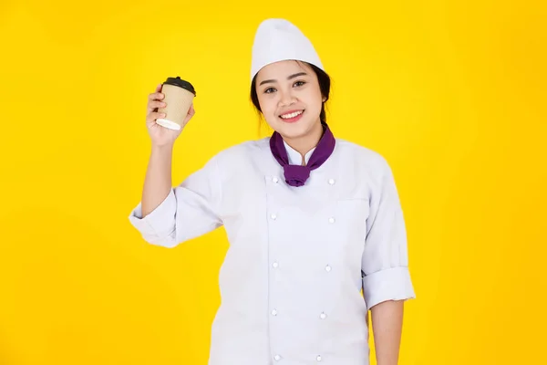 Retrato Estudio Tiro Asia Profesional Exitoso Hotel Restaurante Mujer Chef — Foto de Stock