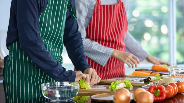 Chefs Profesionales Delantal Maestro Cocina Comida Vegana Saludable Mediante Preparación — Foto de Stock