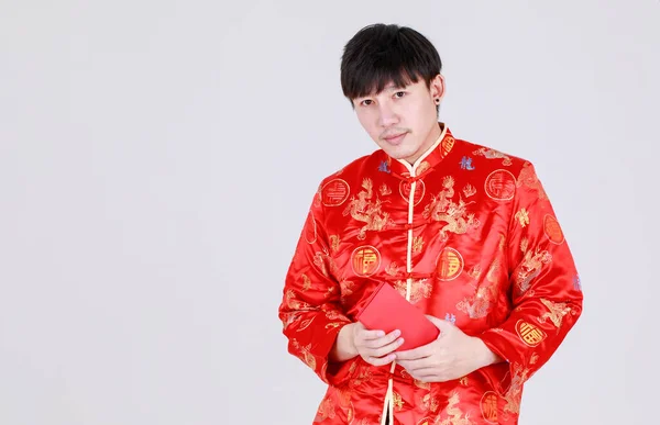 Tur Kinesisk Man Traditionell Mandarin Skjorta Leende Och Glädje För — Stockfoto