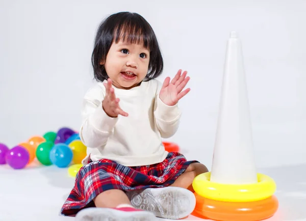 Studio Shot Little Cute Asian Baby Girl Daughter Model Casual — Stock Photo, Image